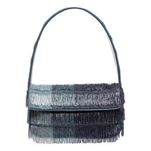 Staud Tommy Bag in Navy / Silver Fringe